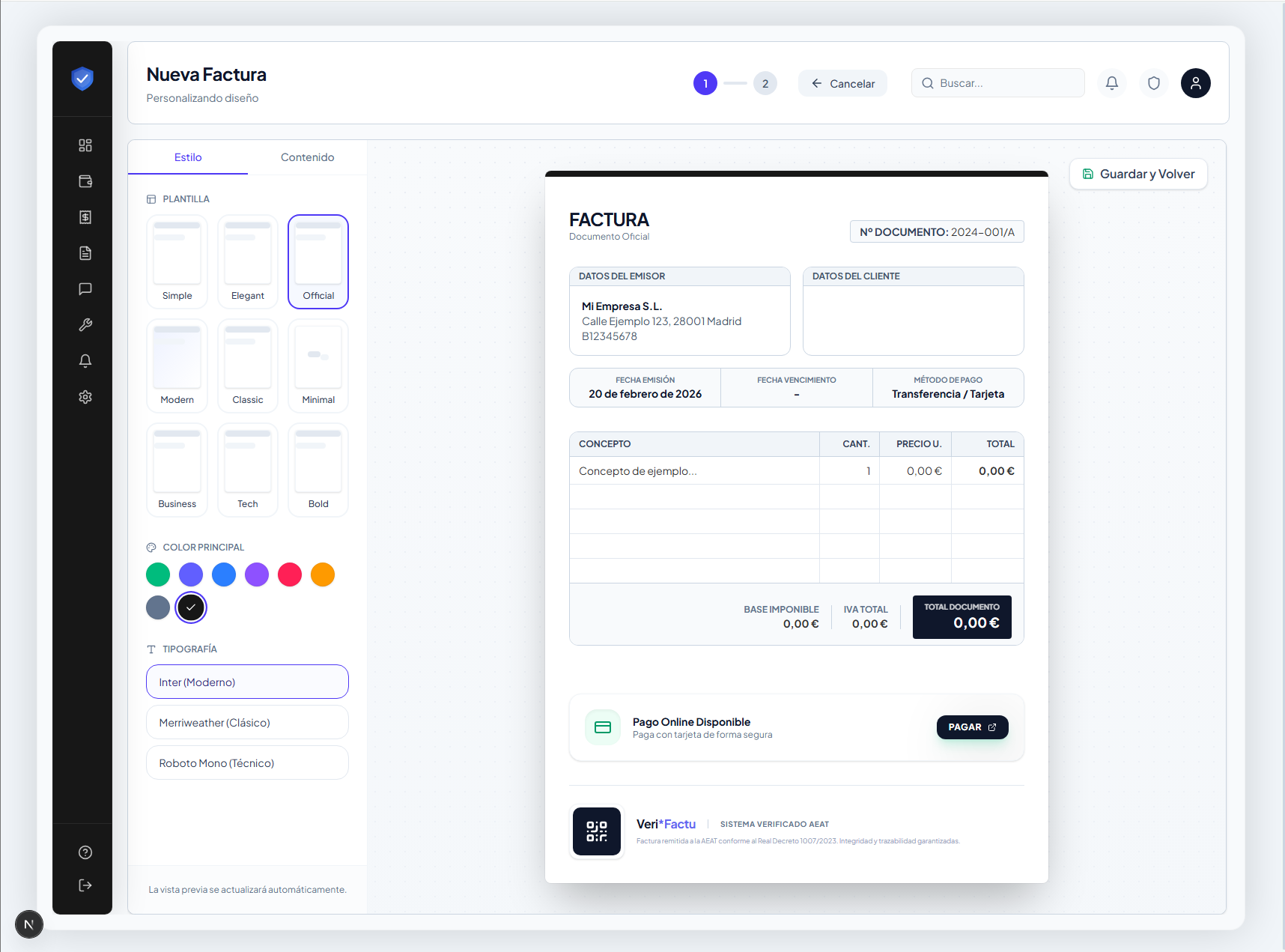 Nueva vista del cliente CoreFiscal